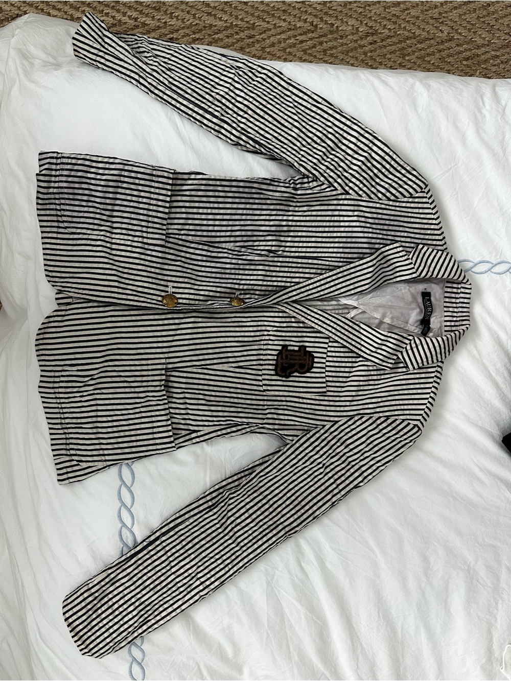 Striped Navy & White Women's Blazer Jacket